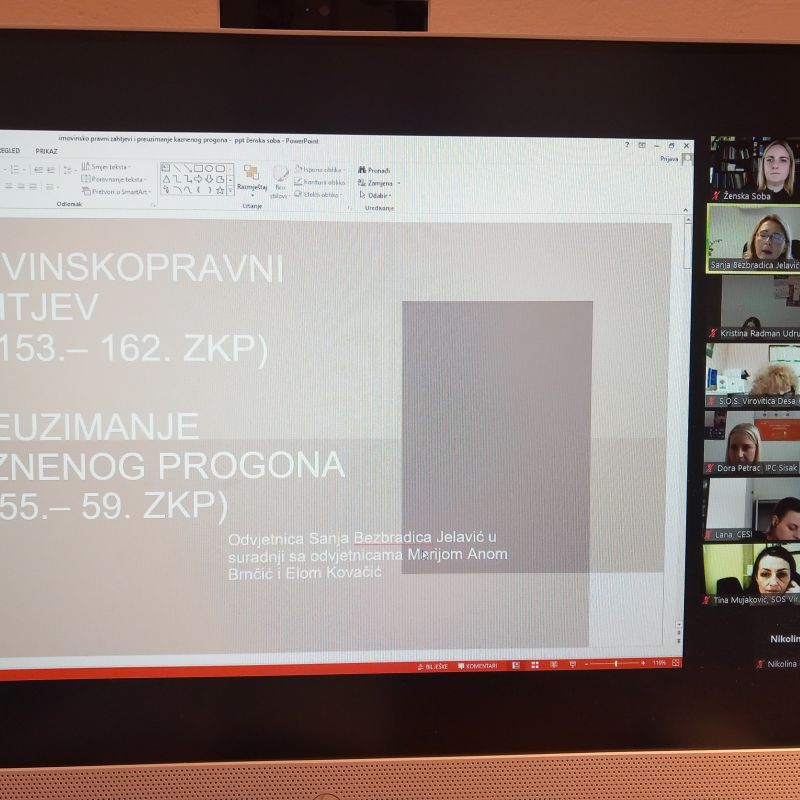 Održana online edukacija na temu „Imovinskopravni zahtjev“ i “Preuzimanje kaznenog progona“. Održana online edukacija na temu „Imovinskopravni zahtjev“ i “Preuzimanje kaznenog progona“.